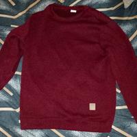 Felpa bordeaux girocollo basic casual uomo
