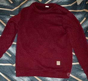 Felpa bordeaux girocollo basic casual uomo