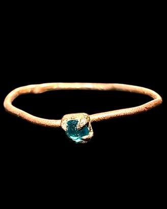 anello medievale autentico con pietra/vetro blu