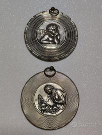 medaglie da culla in argento 800 antiche  1900