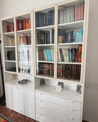 Tavolo da pranzo con 6 sedie e libreria