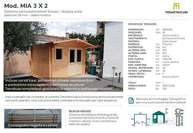 Casetta in legno 3x2 spessore 28mm blockhouse