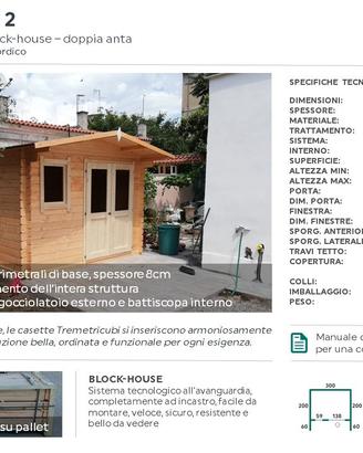 Casetta in legno 3x2 spessore 28mm blockhouse