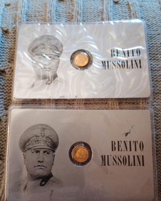Due Monete dorate Benito Mussolini commemorative