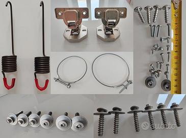 Cerniere, viti per contrappeso, molle, fascette