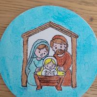 Magnetino Presepe Fatto a Mano su Tela