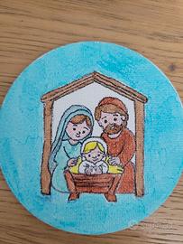Magnetino Presepe Fatto a Mano su Tela