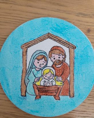 Magnetino Presepe Fatto a Mano su Tela