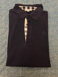 Polo Burberry manica lunga, blu, tg L