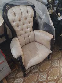 Poltrona intessuto con legno mogano