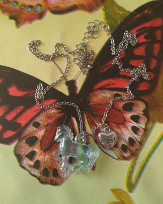 Collana charm cuore Best e cavallo nuova