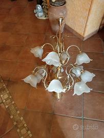 lampadario 12 luci ottonato 