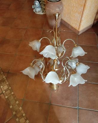 lampadario 12 luci ottonato 