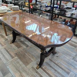 TAVOLO D'EPOCA LEGNO VINTAGE CON FREGIO DORATO AL