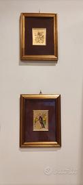due quadri foglia oro