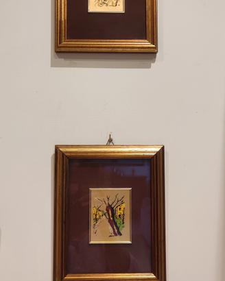 due quadri foglia oro