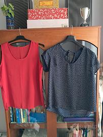 2 pezzi top rosso L/XL seta e camicia tg 44  1 top