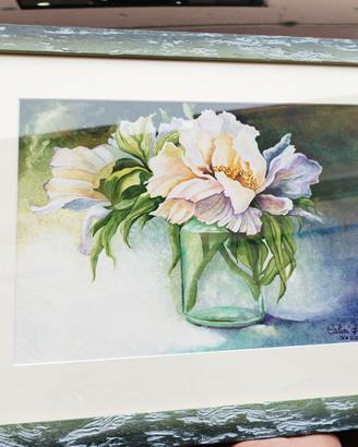 Quadro originale “Peonie in vaso”