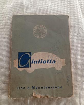 Alfa Romeo Giulietta Sprint Spider SS Uso Manutenz
