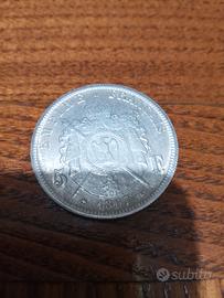 Moneta 5 Franchi Argento 1867 - Napoleone III - Im