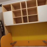 armadio a ponte+letto con cassetti+rete+materasso