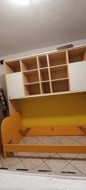 armadio a ponte+letto con cassetti+rete+materasso