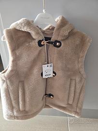 Gilet ZARA smanicato con cappuccio, NUOVO, tg S 