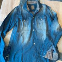 Camicia da uomo di jeans sfumata