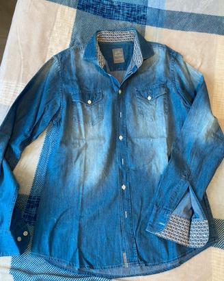 Camicia da uomo di jeans sfumata