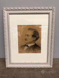 Antico disegno a carboncino di soggetto Maschi