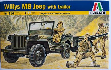 Willys MB Jeep con rimorchio scala 1:35 ITALERI 