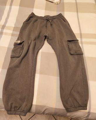 Pantaloni grigi cotone felpato cargo