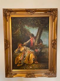Quadro olio su tela 60x90 cornice oro