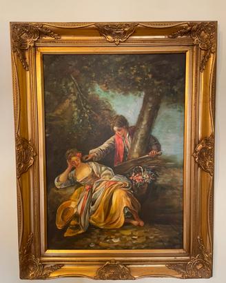 Quadro olio su tela 60x90 cornice oro