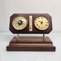 Stazione Meteo Vintage Legno Barometro Termometro