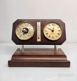 Stazione Meteo Vintage Legno Barometro Termometro
