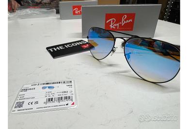 Ray-Ban RB3025 Aviator nero - lenti blu flash