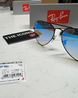 Ray-Ban RB3025 Aviator nero - lenti blu flash