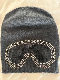 Cuffia in lana e cachemire e strass