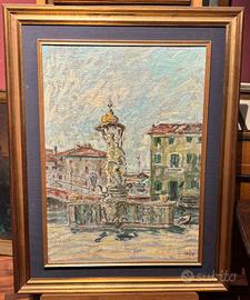 Dipinto  ad olio su tela “ Desenzano"    A.G Firmo