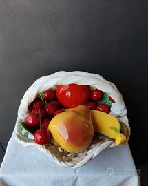 Cesto Frutta Ceramica Centrotavola Vintage 60's 70