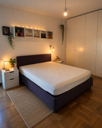 Letto matrimoniale contenitore con doghe in legno