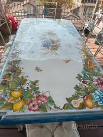 Tavolo ceramica Fravolini Orvieto dipinto a mano