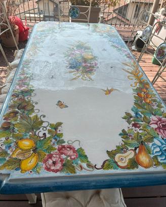 Tavolo ceramica Fravolini Orvieto dipinto a mano