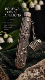 Antico porta aghi da chatelaine in argento liberty