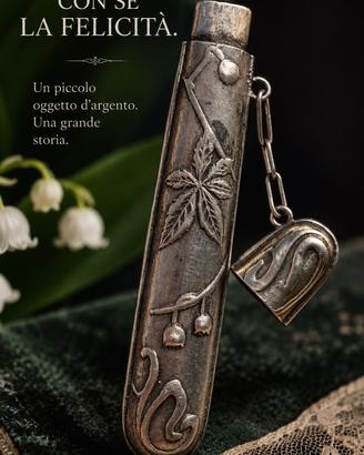 Antico porta aghi da chatelaine in argento liberty