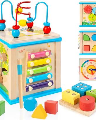 Cubo attività 7-in-1 in Legno, Giocattoli Montesso