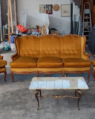 Set vintage anni '70 divano 3 posti e 2 poltrone