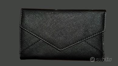 Portafoglio donna nero in ecopelle saffiano