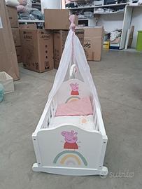culla per Bambole in Legno Peppa pig